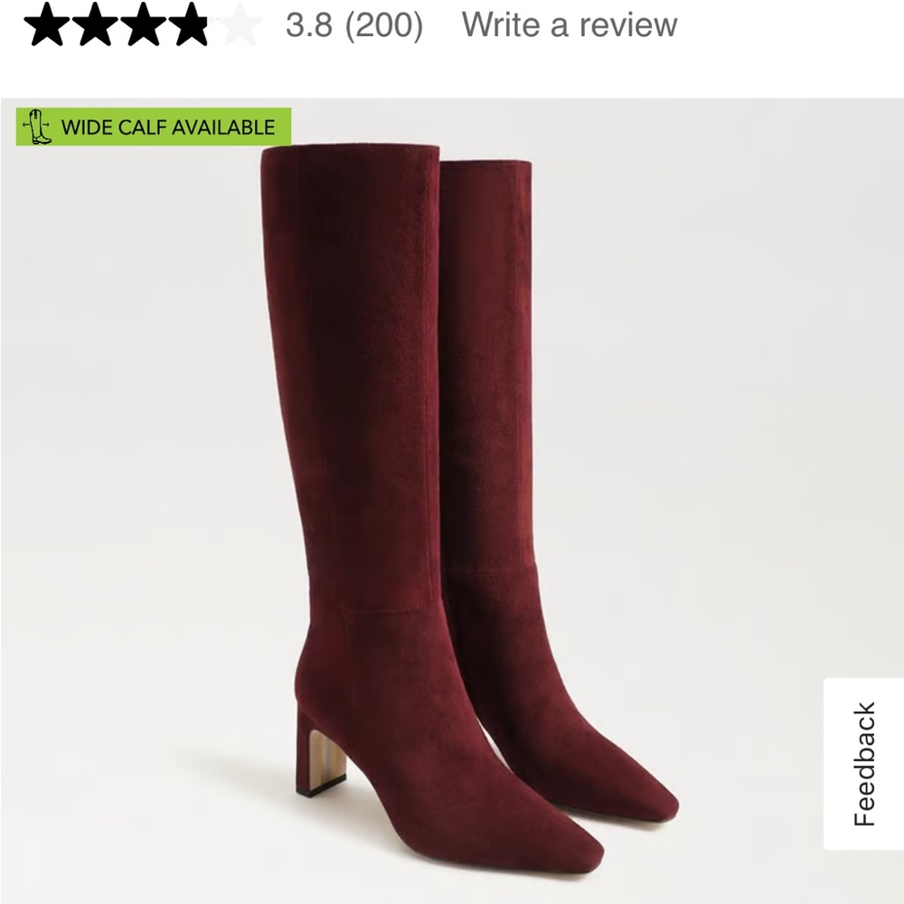 Sam Edelman Sylvia Women's Tall Block Heel Boots in French Burgundy Suede